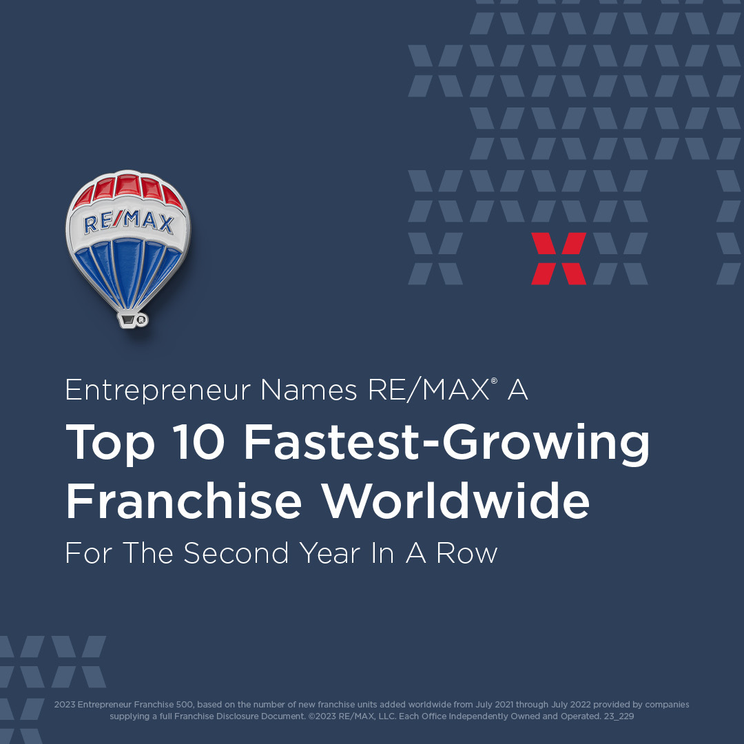 RE/MAX named Top 10 Fastest Growing Franchise in the World – 2 years in a Row